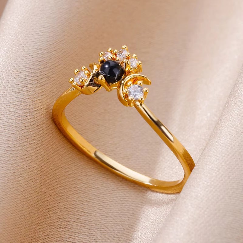 Accessible Luxury Retro 18K Gold-Plated Heart Emerald Ring With Diamonds, High-End Elegant And Versatile Ring For Women - Image 1
